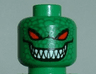 Minifigure, Head Alien with Red Eyes, Grin with Sharp Teeth, Reptile Scales Pattern