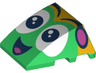 Wedge 4 x 3 Triple Curved No Studs with Black and White Eyes, Dark Pink Antennae, Open Mouth Smile with Tongue Pattern