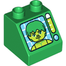 Duplo, Brick 2 x 2 x 1 1/2 Slope 45 with Hulk Pattern