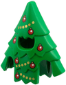 Minifigure, Headgear Head Cover, Costume Pine Tree with Red Christmas Baubles and Gold Beads Pattern