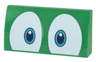 Slope, Curved 2 x 4 x 2/3 with Bottom Tubes with Dark Turquoise and Dark Blue Eyes on White Background Pattern (Super Mario Big Spike)