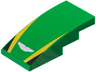 Slope, Curved 4 x 2 with Silver and White Aston Martin Logo, Yellow Stripes, Black Triangles Pattern