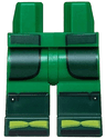 Hips and Legs with Molded Dark Green Lower Legs / Boots and Printed Dark Green Coat Ends, Black Outline, Lime Bow Shaped Boot Tips Pattern