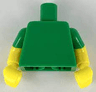 Torso Plain / Yellow Arms with Molded Green Short Sleeves Pattern / Yellow Hands