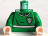 Torso HP Slytherin Quidditch Uniform with Silver Stripe, Ribbed Collar and Snake on Dark Green Badge Pattern / Green Arms / Light Nougat Hands