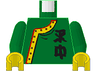Torso Adventurers Orient Side-Buttoned Shirt with Chinese Characters Pattern / Green Arms / Yellow Hands
