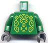 Torso Castle Knights Kingdom II with Rascus Pattern / Green Arms / Dark Bluish Gray Hands