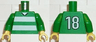 Torso Soccer Uniform Shirt with White Horizontal Stripes, Neck, and Number 18 on Back Pattern / Green Arms / Yellow Hands