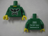 Torso Black Bat Minifigure Head with Wings and Crossbones, Yellow Neck, '2011 The LEGO Store Beachwood, OH' on Back Pattern / Green Arms / Yellow Hands