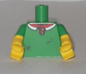 Torso Polo Shirt with Red and White Collar, Pizza Sauce Stains on Front Pattern / Yellow Arms with Molded Green Short Sleeves Pattern / Yellow Hands