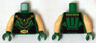 Torso Black Striped Vest with Clasps and Lime Lines, Zipper, Belt with Gold Buckle and Muscles Pattern (Green Arrow) / Light Nougat Arms / Green Hands