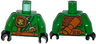 Torso Ninjago Robe with Belt, Knife, Scabbard and Gold Dragon Head Emblem Pattern / Green Arms / Black Hands