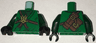 Torso Ninjago Brown Rope, Gold Medallion and Dark Green Undershirt Front, Scabbards on Back Pattern / Dark Green Arms / Black Hands