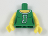 Torso Female Cheerleader Uniform with Capital Letter J and White Trim, Yellow Neck Pattern / Yellow Arms / Yellow Hands