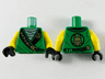 Torso Tunic, Sand Green Shirt, Wide Black Hems with Gold Ninjago Logogram 'MANTER' and Dragon Pattern / Yellow Arms / Black Hands