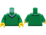 Torso Sweater V-Neck over Button Down Blue Shirt Collar with 1 Button Pattern / Green Arms / Yellow Hands