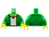 Torso Female Jacket Open over Red and White Shirt without Wrinkle, Silver Infinity Pendant Necklace, Yellow Neck Pattern / Green Arms / Yellow Hands