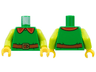 Torso Red Collar with Gold Trim, Button, Buckle, Reddish Brown Belt Pattern / Lime Arms / Yellow Hands