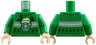 Torso Knit Fair Isle Holiday Sweater with Sand Green Grindylow with Santa Hat, Castle Silhouettes and Christmas Trees Pattern / Green Arms / Light Nougat Hands