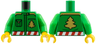 Torso Jacket with Gold Buttons, Christmas Trees and Shoulders, Red and White Candy Stripe Belt Pattern / Bright Green Arms / Yellow Hands