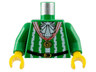 Torso Pirate Imperial Armada Ruffles, White Stripes Gold Medal Pattern / Green Arms / Yellow Hands