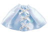 Belville, Clothes Skirt Long, Satin with 3 Silver Bows Pattern and Sheer Iridescent Layer