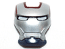 Minifigure, Visor Top Hinge with Silver Face Shield, White Eyes and Dark Red Trim Pattern