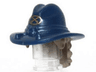 Minifigure, Hair Combo, Hat with Hair, Cavalry with Gold Crossed Cutlasses and Dark Tan Long Curly Hair Pattern