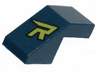 Slope 45 2 x 1 with Cutout without Stud with Stylized Lime Capital Letter R Pattern