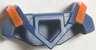 Minifigure Armor Breastplate with Pentagonal Cutout on Front and 2 Studs on Back, Angular Shoulders with Molded Trans-Neon Orange Ridges Pattern
