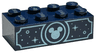 Brick 2 x 4 with Metallic Light Blue Mickey Mouse Head, Circles and Sparkles Pattern on Both Sides