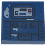 Tile 2 x 2 with Black Panels and Buttons, Worn Silver Stains, Red and Bright Green Buttons Pattern (SW Gonk Droid)