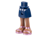 Mini Doll Hips and Skirt with Molded Medium Brown Legs and Printed Metallic Pink Sandals Pattern - Thin Hinge