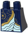 Lower Body, Skirt with Coat Ends with Gold Trim and Lines over Light Aqua Dress Pattern