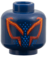 Minifigure, Head Alien with Red and Orange Angular Eyes Outline, Blue Dots Pattern
