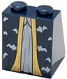 Slope 65 2 x 2 x 2 with Bottom Tube with Minifigure Dress / Skirt / Robe, White Bats and Gold Trim over White Panel Pattern