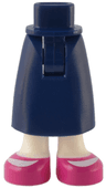 Mini Doll Hips and Skirt Long with Molded White Legs and Printed Magenta Shoes Pattern - Thick Hinge