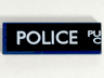 Tile 1 x 3 with White 'POLICE', 'PU', and 'C' (Police Public Call Box) on Black Background Pattern (Left Side)