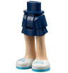 Mini Doll Hips and Skirt Layered, Light Nougat Legs, and White Shoes with Medium Azure Laces and Soles Pattern - Thick Hinge