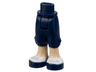 Mini Doll Hips and Trousers Cropped with Light Nougat Legs and White Shoes with Dark Blue Soles and Sand Blue Laces Pattern - Thick Hinge