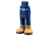 Mini Doll Hips and Trousers with Back Pockets with Medium Nougat Boots with Dark Blue Laces and Soles Pattern - Thick Hinge