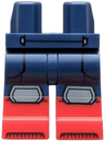 Hips and Legs with Molded Red Lower Legs / Boots and Printed Dark Bluish Gray Knee Pads, Black Pockets Outline and Boot Tips Pattern