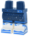 Hips and Legs with Molded White Lower Legs / Boots and Printed Shorts with Dark Azure Trim, Silver and Gold Sparkles and Nike Swoosh Logo, Basketball Shoes with Blue Panels Pattern