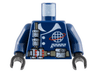 Torso Jacket with White Buttons, Pocket with Zipper, Collar, and Alpha Team Wire Frame Globe Logo, Dark Gray Utility Belt and Strap with Pouches Pattern / Dark Blue Arms / Black Hands