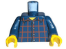 Torso Shirt Dark Red Plaid, 4 White Buttons, Narrow Yellow Neck Pattern / Dark Blue Arms / Yellow Hands