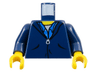 Torso Jacket with Pockets and Zipper over Blue Button Up Shirt and White Undershirt, Yellow Neck Pattern / Dark Blue Arms / Yellow Hands
