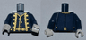 Torso PotC Uniform Jacket over Vest with Gold Trim Pattern / Dark Blue Arms / White Hands