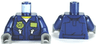 Torso Police Flight Suit Jacket with Name Tag and Badge, Zippered Pockets Pattern / Dark Blue Arms / Dark Bluish Gray Hands
