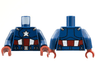 Torso Super Hero Armor with Star on Chest, Dark Red and White Stripes, Utility Belt with Silver Buckle Pattern / Dark Blue Arms / Dark Red Hands