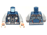 Torso Armor with Silver Shoulders and 4 Circles, Dark Silver Belt, Metallic Light Blue and Red Trim Pattern / Light Bluish Gray Arms / Light Nougat Hands